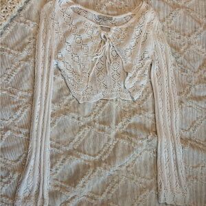 Cream Knit Cropped Cardigan